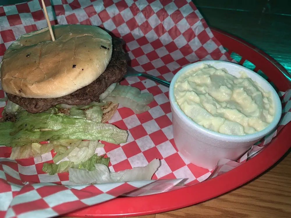 Burger and Potato Salad